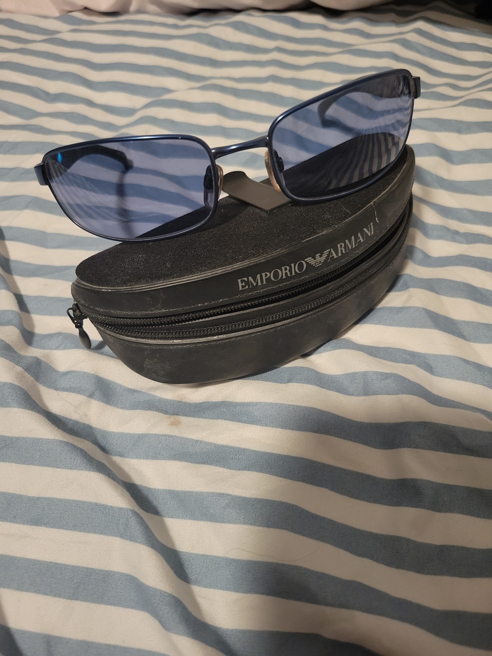 Emporio Armani 131-S Blue Lens Rectangular Sunglasses